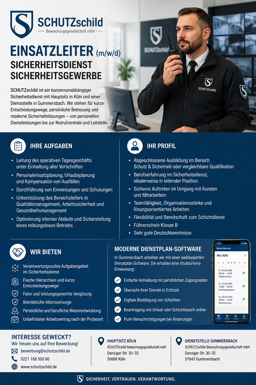 Einsatzleiter (m/w/d) Sicherheitsdienst Sicherheitsgewerbe