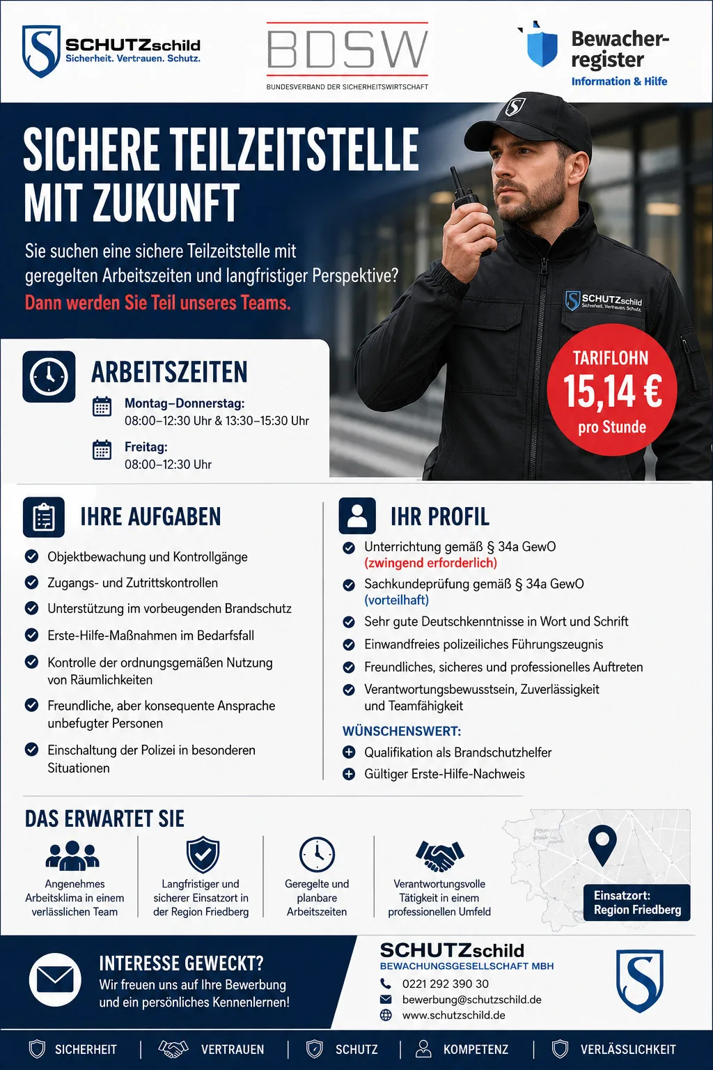 Sicherheitsmitarbeiter (m/w/d) – Teilzeit Sicherheitsmitarbeiter / Security Mitarbeiter (m/w/d) Objektschutzmitarbeiter (m/w/d) Mitarbeiter Objektschutz (m/w/d) Sicherheitsmitarbeiter im Objektschutz (m/w/d) Security Mitarbeiter (m/w/d) – Teilzeit Mitarbeiter Werkschutz / Objektschutz (m/w/d) Empfangs- und Sicherheitsmitarbeiter (m/w/d) Wachschutzmitarbeiter (m/w/d) Mitarbeiter Sicherheitsdienst (m/w/d) Sicherheitskraft (m/w/d) Security Guard / Sicherheitsmitarbeiter (m/w/d)