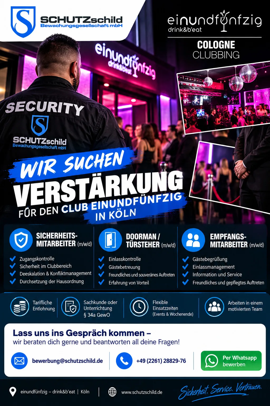 Stellenangebot – Sicherheitsmitarbeiter, Doorman & Empfang (m/w/d) in Köln