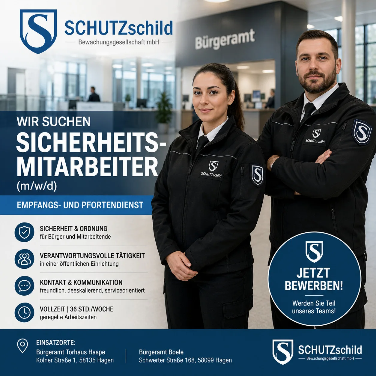 Sicherheitsmitarbeiter (m/w/d) – Bürgeramt Hagen
